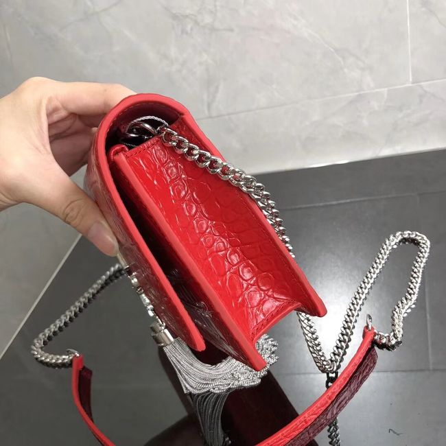 SAINT LAURENT Kate crocodile-embossed leather cross-body bag 452159 red