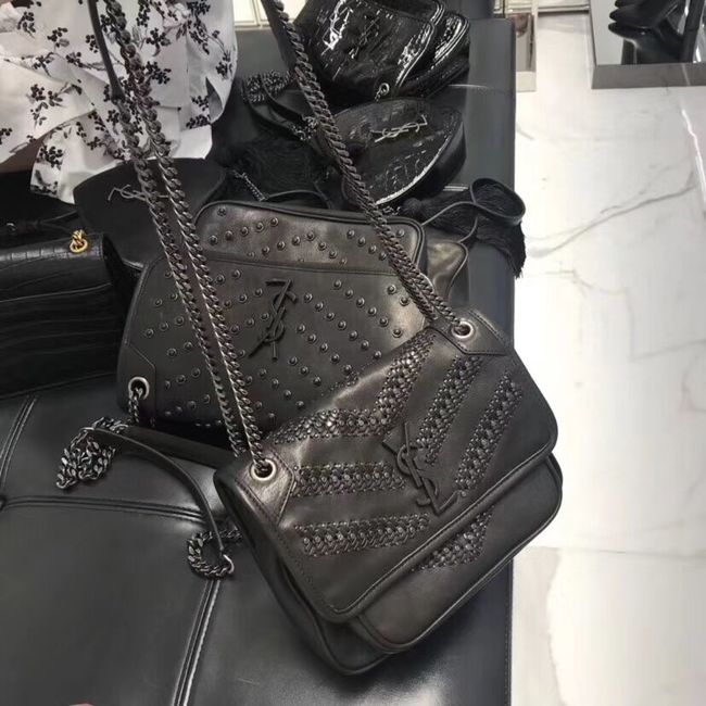 SAINT LAURENT Niki leather shoulder bag Y530337 black