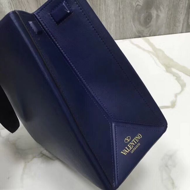 VALENTINO Rockstud grained leather shopper bag V2052 dark blue