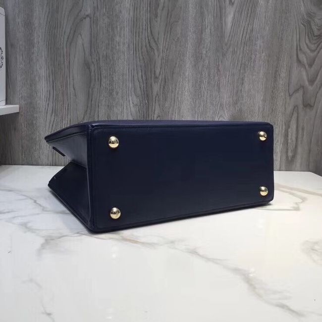 VALENTINO Rockstud grained leather shopper bag V2052 dark blue