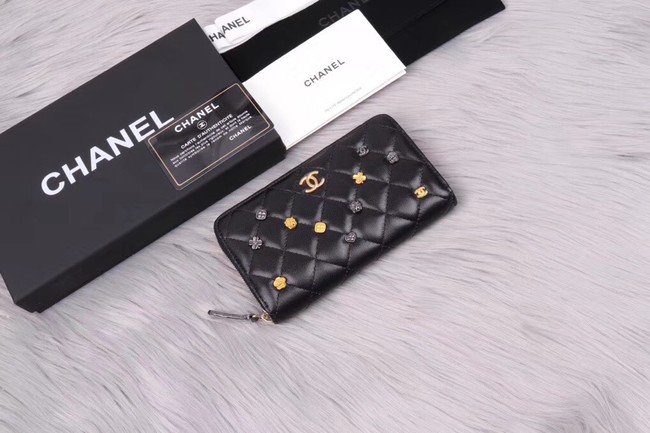 Chanel Lambskin & Gold-Tone Metal A81611 black
