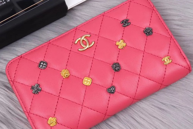 Chanel Lambskin & Gold-Tone Metal A81611 pink