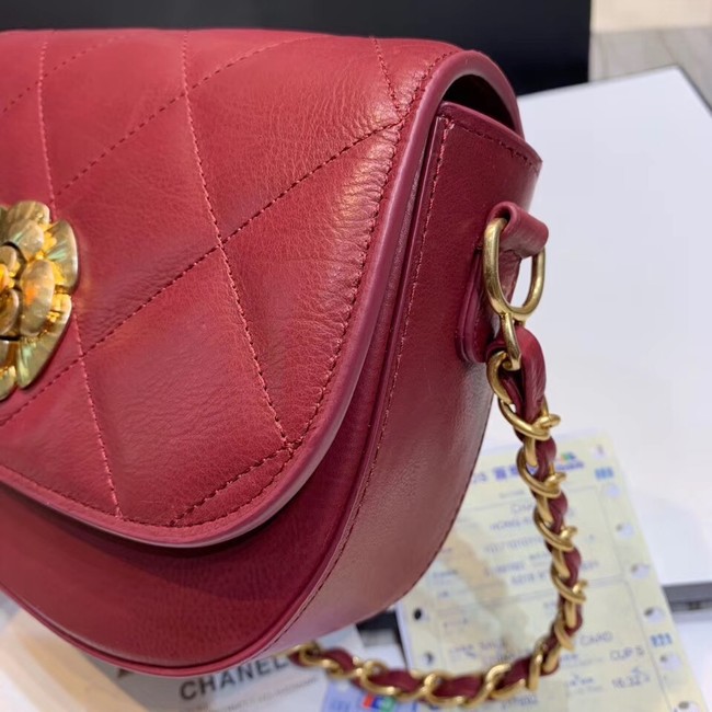 Chanel Lambskin & Gold-Tone Metal bag A57910 red