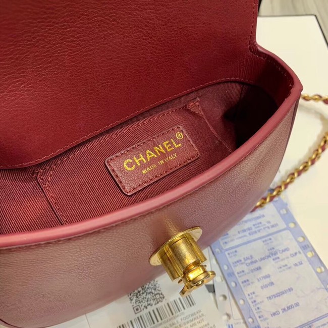 Chanel Lambskin & Gold-Tone Metal bag A57910 red