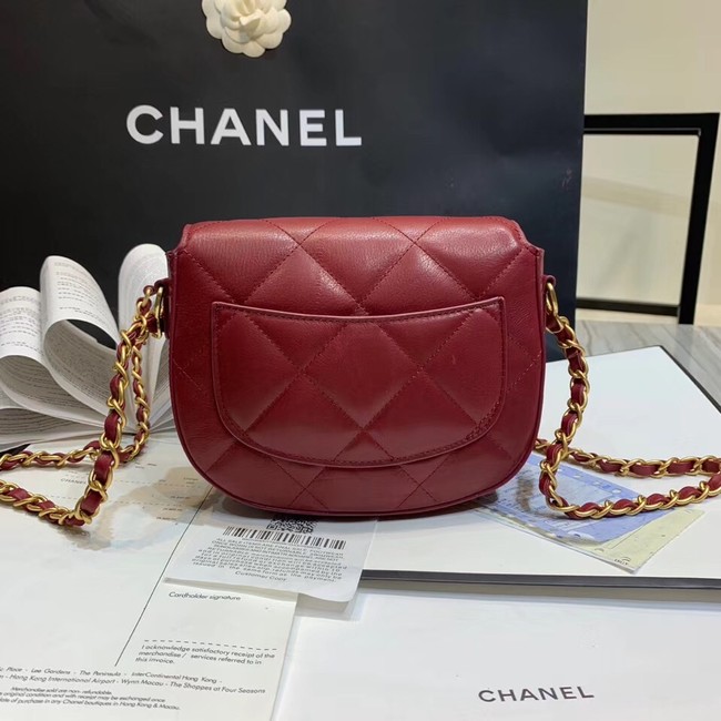 Chanel Lambskin & Gold-Tone Metal bag A57910 red