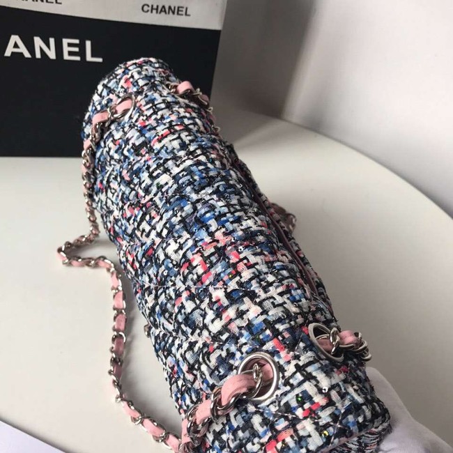 Chanel classic handbag Tweed Braid & Silver-Tone Metal A01112-1