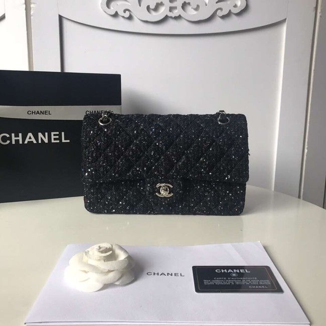 Chanel classic handbag Tweed Braid & Silver-Tone Metal A01112-2