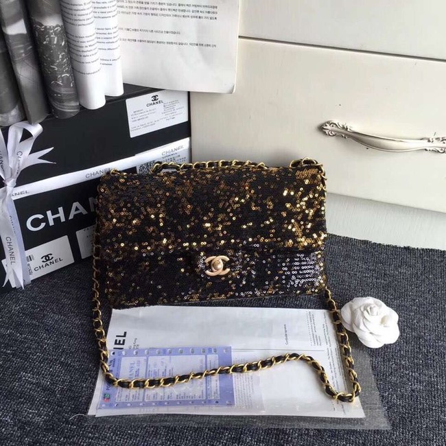 Chanel flap bag Sequins & Gold-Tone Metal AS0160 black