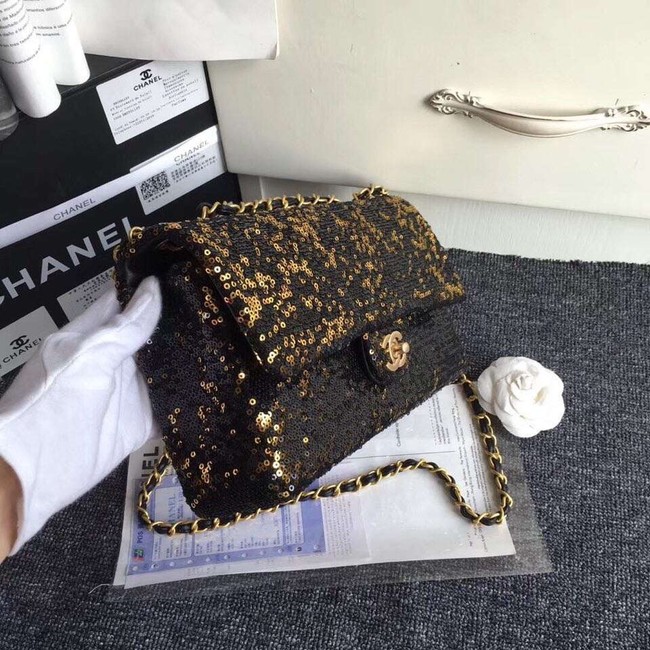 Chanel flap bag Sequins & Gold-Tone Metal AS0160 black