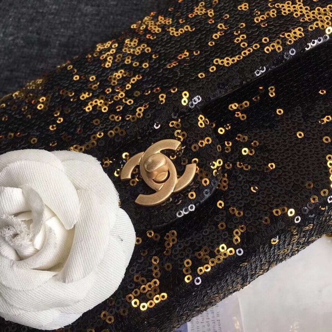 Chanel flap bag Sequins & Gold-Tone Metal AS0160 black