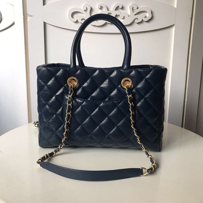 Chanel large shopping bag Aged Calfskin & Gold-Tone Metal A57974 Blue