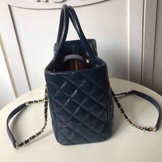 Chanel large shopping bag Aged Calfskin & Gold-Tone Metal A57974 Blue