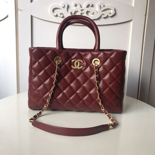 Chanel large shopping bag Aged Calfskin & Gold-Tone Metal A57974 Burgundy