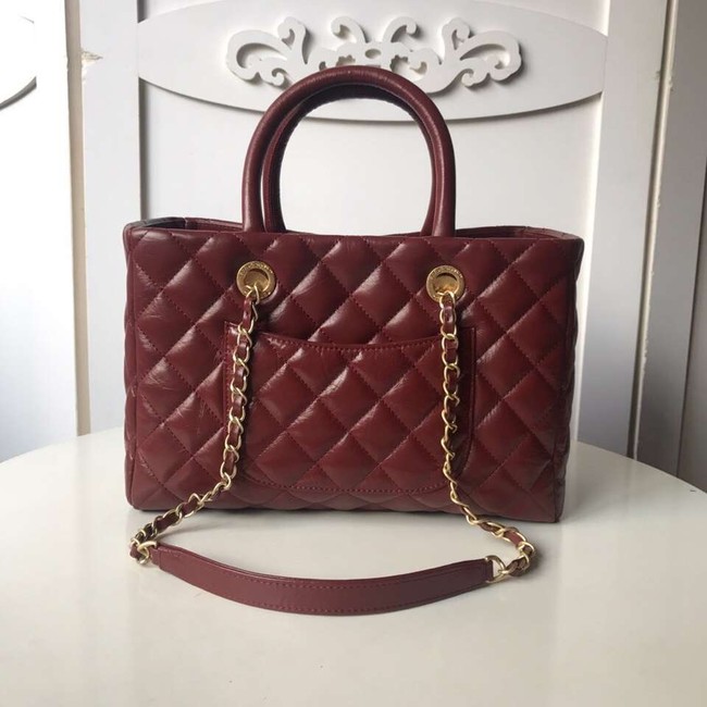 Chanel large shopping bag Aged Calfskin & Gold-Tone Metal A57974 Burgundy