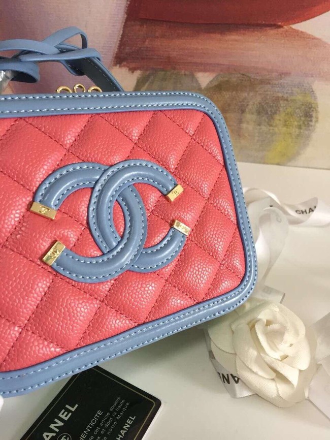 Chanel small vanity case Grained Calfskin & gold-Tone Metal A93342 Pink&Green&blue