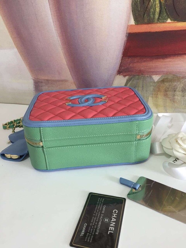 Chanel vanity case Grained Calfskin & gold-Tone Metal A93343 Pink&Green&blue