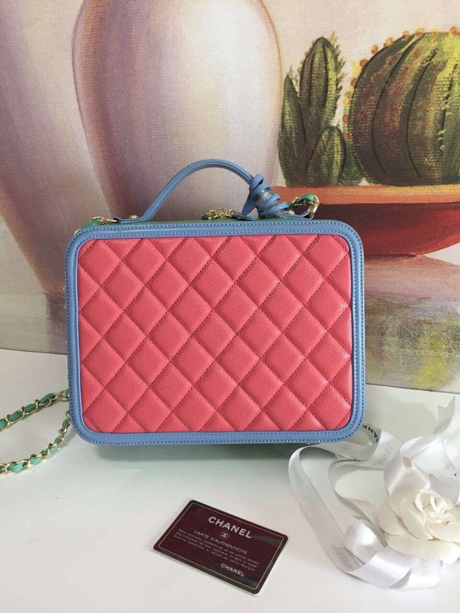 Chanel vanity case Grained Calfskin & gold-Tone Metal A93344 Pink&Green&blue