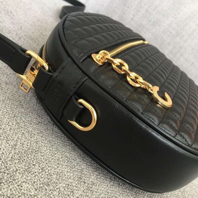 CELINE CROSS BODY MEDIUM C CHARM BAG IN QUILTED CALFSKIN 188353 BLACK