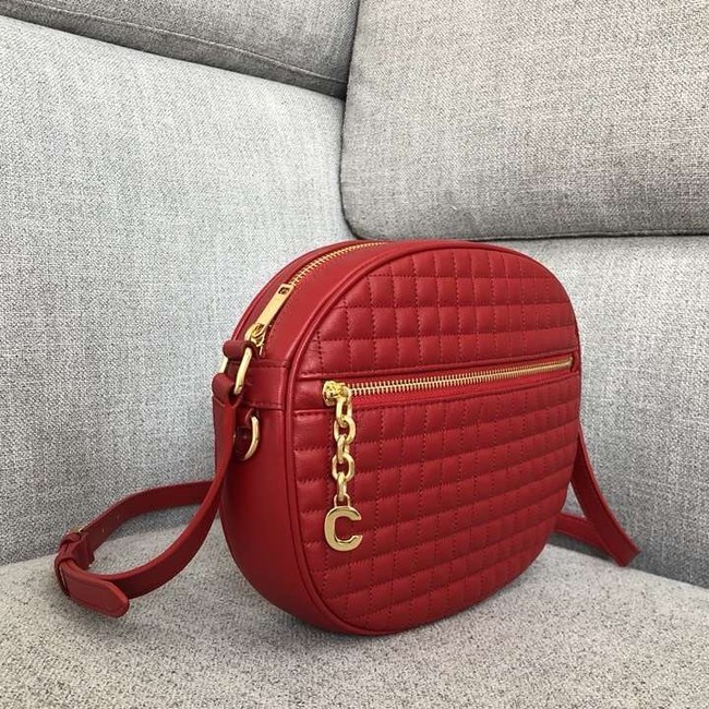 CELINE CROSS BODY MEDIUM C CHARM BAG IN QUILTED CALFSKIN 188353 red