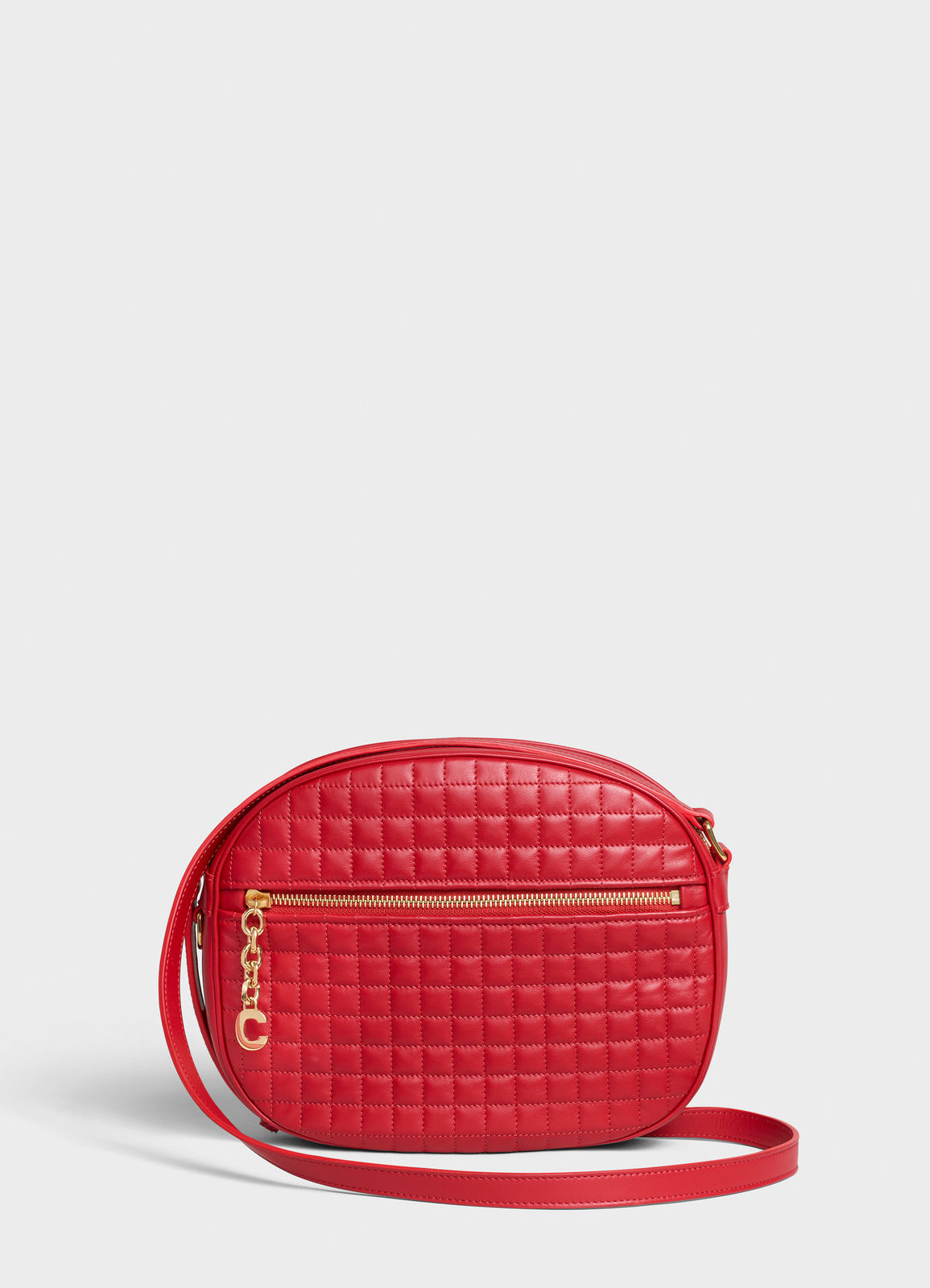 CELINE CROSS BODY MEDIUM C CHARM BAG IN QUILTED CALFSKIN 188353 red