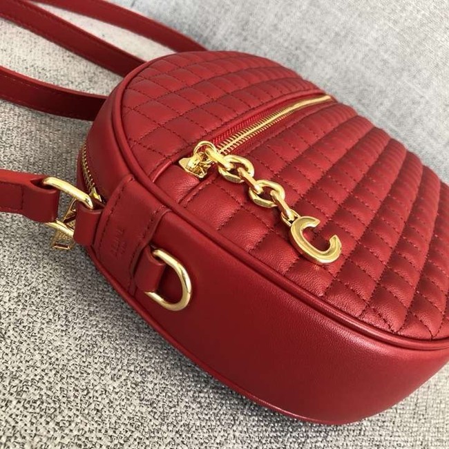 CELINE CROSS BODY MEDIUM C CHARM BAG IN QUILTED CALFSKIN 188353 red