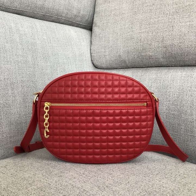 CELINE CROSS BODY MEDIUM C CHARM BAG IN QUILTED CALFSKIN 188353 red