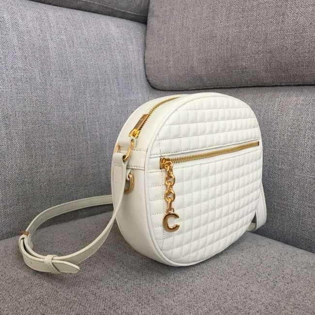 CELINE CROSS BODY MEDIUM C CHARM BAG IN QUILTED CALFSKIN 188353 white