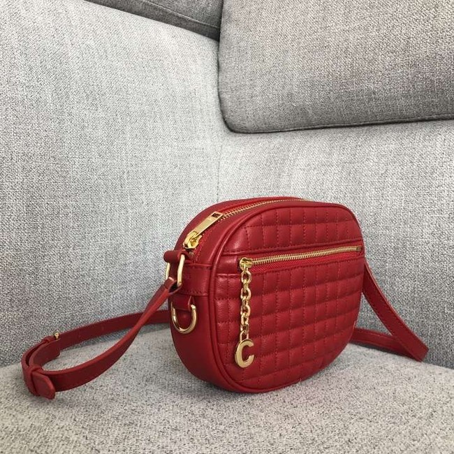 CELINE CROSS BODY SMALL C CHARM BAG IN QUILTED CALFSKIN 188363 RED