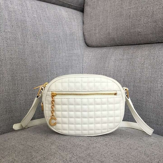 CELINE CROSS BODY SMALL C CHARM BAG IN QUILTED CALFSKIN 188363 WHITE