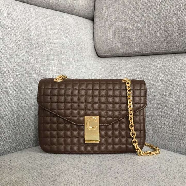 CELINE MEDIUM C BAG IN BICOLOUR QUILTED CALFSKIN CL87253 Khaki