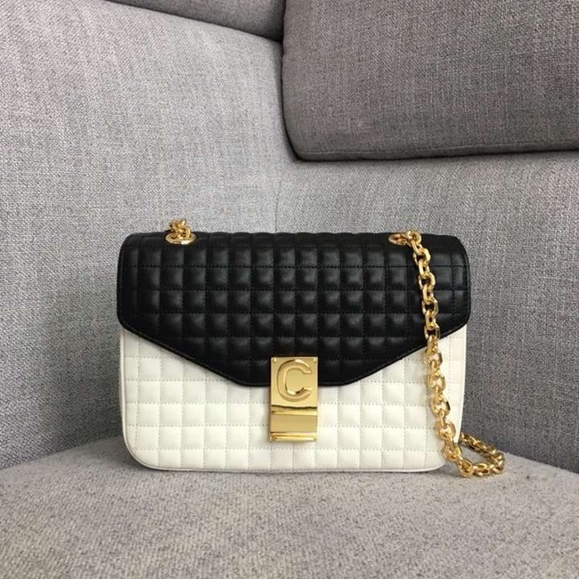 CELINE MEDIUM C BAG IN BICOLOUR QUILTED CALFSKIN CL87253 white&black