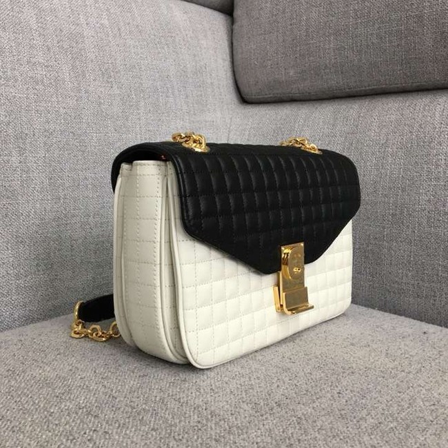 CELINE MEDIUM C BAG IN BICOLOUR QUILTED CALFSKIN CL87253 white&black