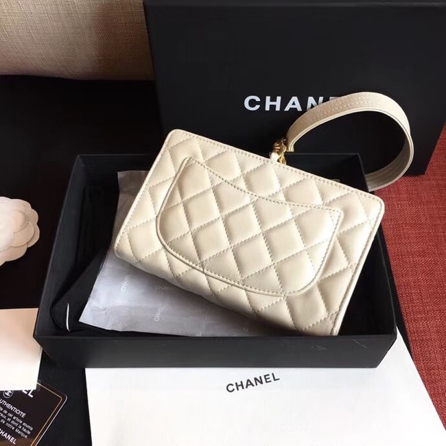 Chanel clutch Lambskin & Gold-Tone Metal AS0178 White