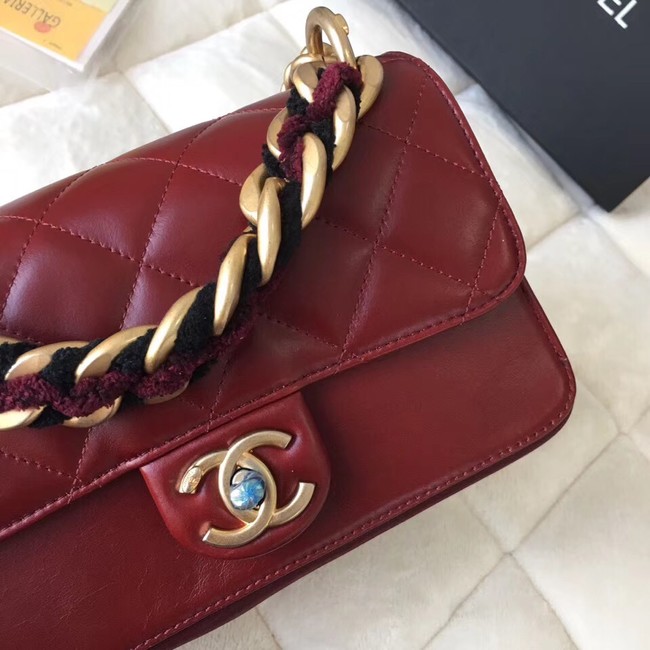 Chanel flap bag Crumpled Calfskin Cotton & Gold-Tone Metal A91865 red
