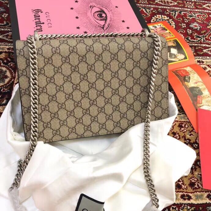 Gucci Medium Dionysus GG Canvas Shoulder Bag 400249 Taupe