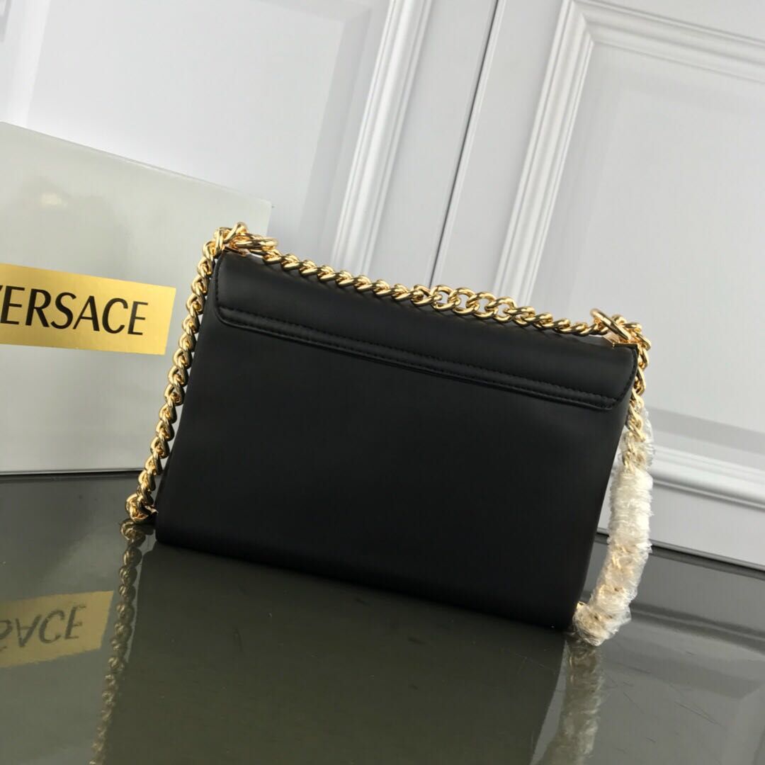 Versace Calfskin Leather Shoulder Bag VS170 Black