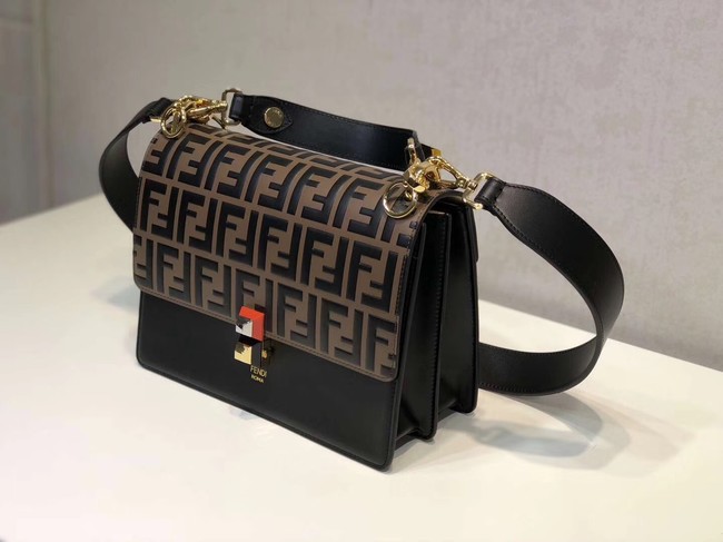 FENDI KAN I Black leather bag 8BT283A