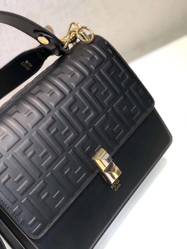 FENDI Kan I Leather Shoulder Bag 8BT283A black