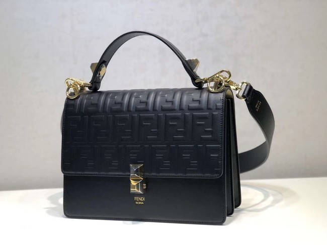 FENDI Kan I Leather Shoulder Bag 8BT283A black