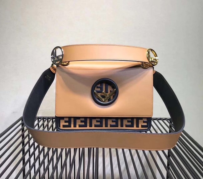 FENDI Kan I Leather Shoulder Bag 8BT284 Apricot&brown