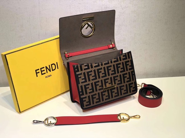 FENDI Kan I Leather Shoulder Bag 8BT284 red