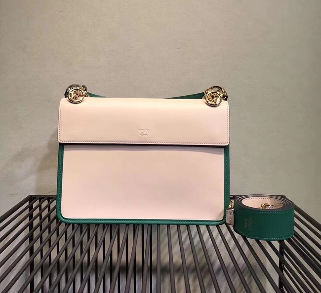 FENDI Kan I Leather Shoulder Bag 8BT284 white&green