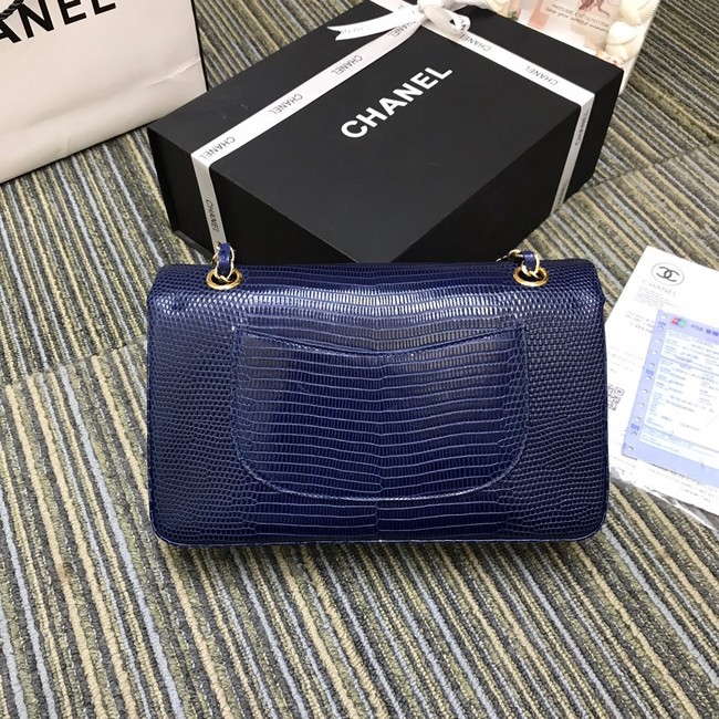 Chanel Classic Handbag Original Lizard & Gold-Tone Metal A01112 blue
