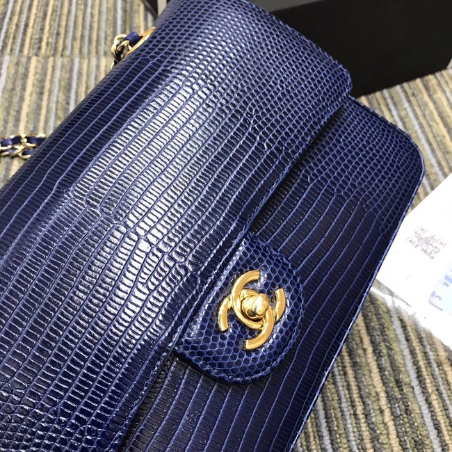 Chanel Classic Handbag Original Lizard & Gold-Tone Metal A01112 blue