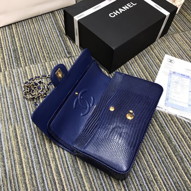 Chanel Classic Handbag Original Lizard & Gold-Tone Metal A01112 blue