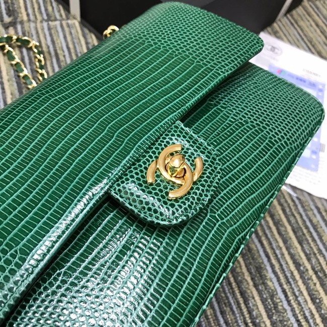 Chanel Classic Handbag Original Lizard & Gold-Tone Metal A01112 green