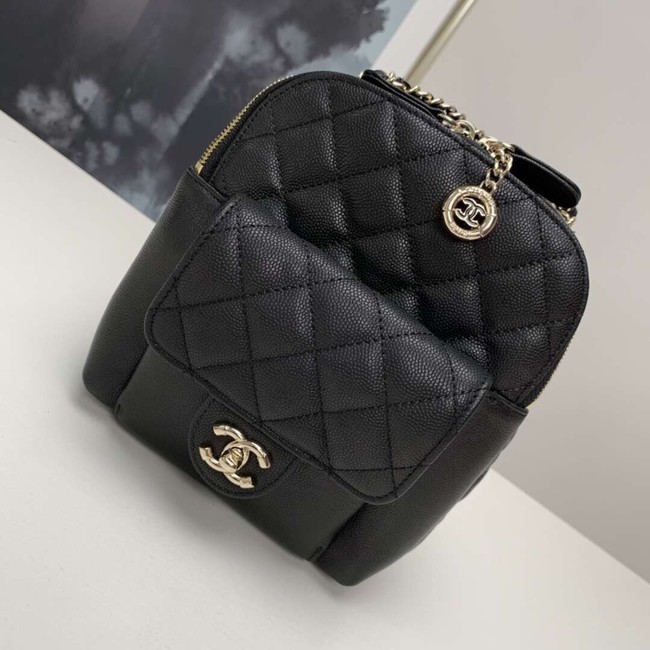 Chanel Grained Calfskin & Gold-Tone Metal backpack AS0003 black