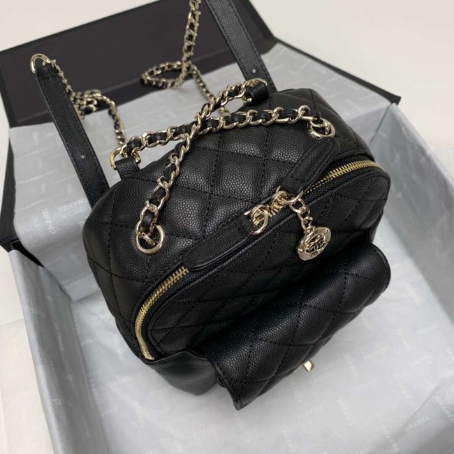 Chanel Grained Calfskin & Gold-Tone Metal backpack AS0003 black