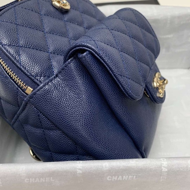 Chanel Grained Calfskin & Gold-Tone Metal backpack AS0003 blue