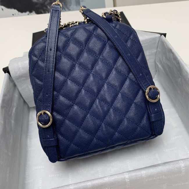 Chanel Grained Calfskin & Gold-Tone Metal backpack AS0003 blue